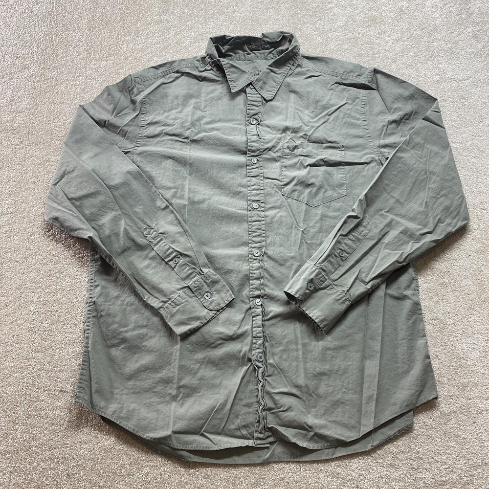 American Eagle Shirt Mens 2XL Green Button Down Long Sleeve Casual Outdoor XXL
